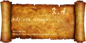 Kórik Albert névjegykártya