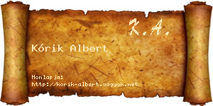 Kórik Albert névjegykártya