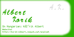 albert korik business card